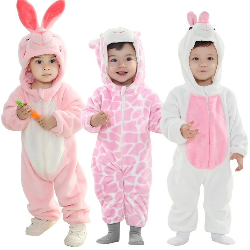 Wholesale Toddler Jumpsuit Boys Hooded Zipper Rompers Animal Print Newborn Clothes