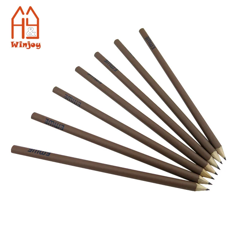 Standard hb pencil ,7 inch round shape brown matte pencils with custom logo printing .