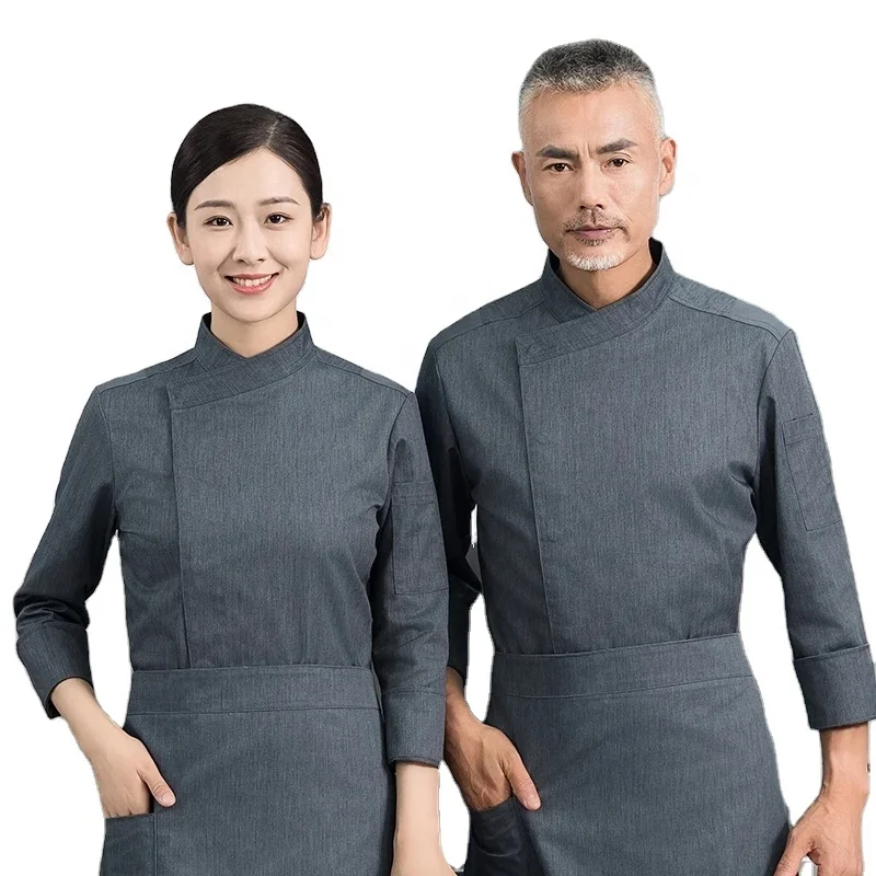 oem logo custom men women unisex kitchen restaurant baking cafe catering cooking long sleeve chef jacket cook chef uniform chef