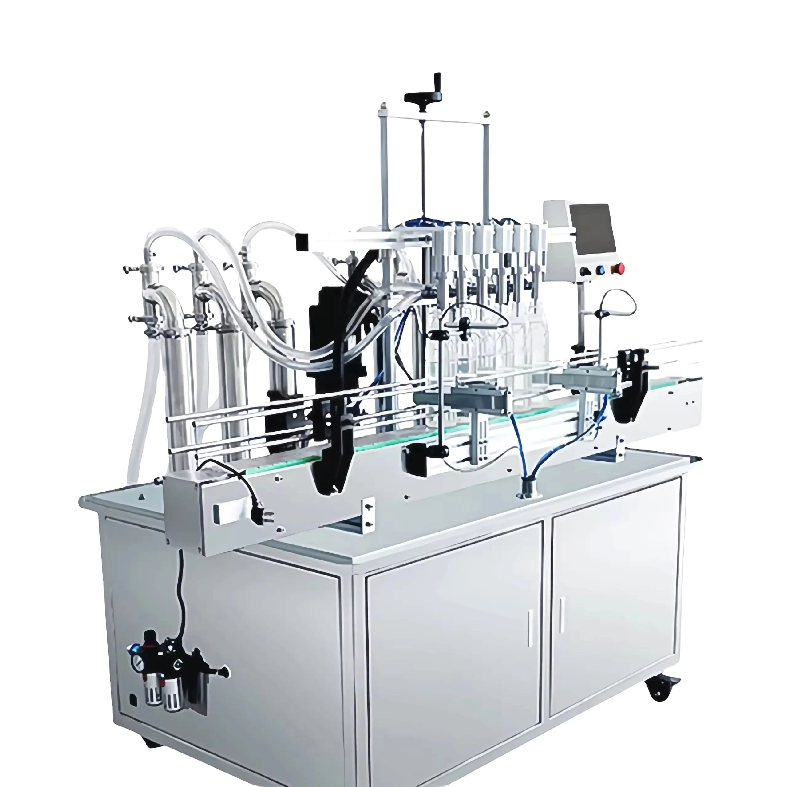Automatic 4-Nozzle Pneumatic Piston Beverage Filling Machine for Low Viscosity Liquid.