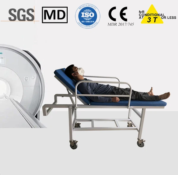 MRI compatible stretcher trolley/ MR conditional to 1.5T and 3.0T MR system/ aluminium alloy material