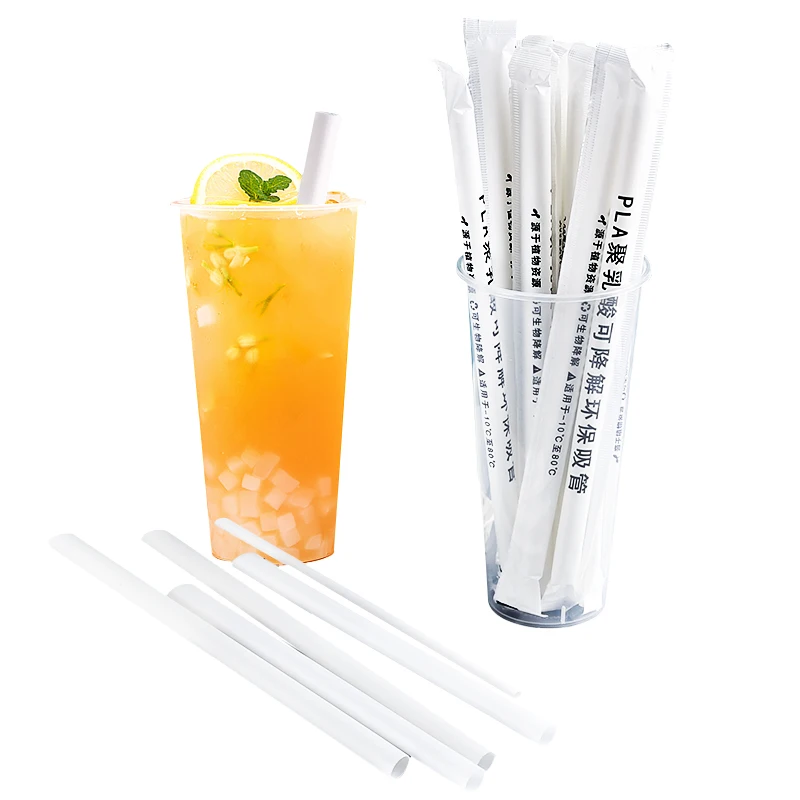 Disposable Compostable PLA Straw for BubbleTea Juice or Other Drinks