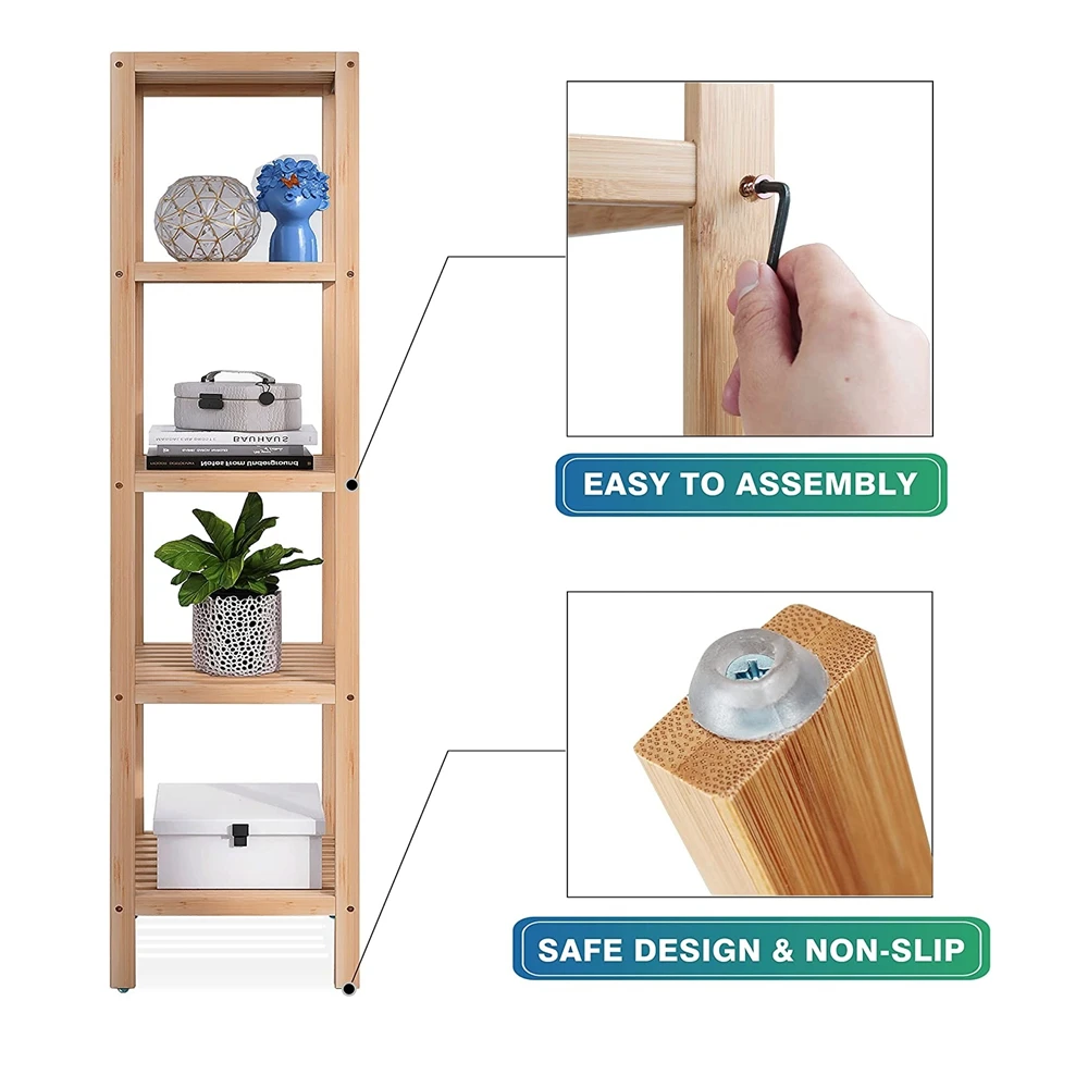 Multi Tier Bamboo Rack for Bamboo Bathroom Storage Shelf Bamboo Over Toilet Rack Shelf