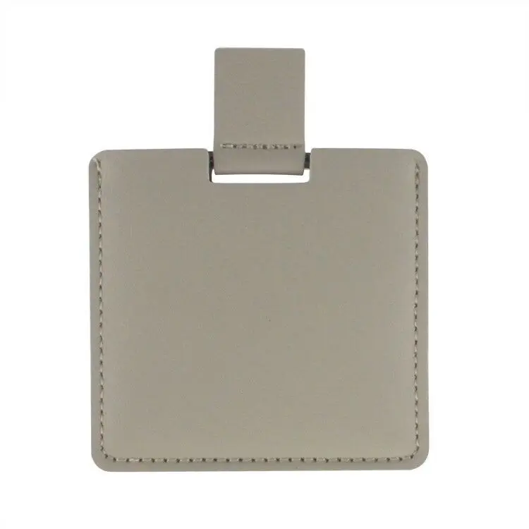 Mauri  Wholesale Pink Square Pu Pocket Mirror Embossed Travel Stainless Steel Metal Small Cosmetic Mirror with Pu Leather