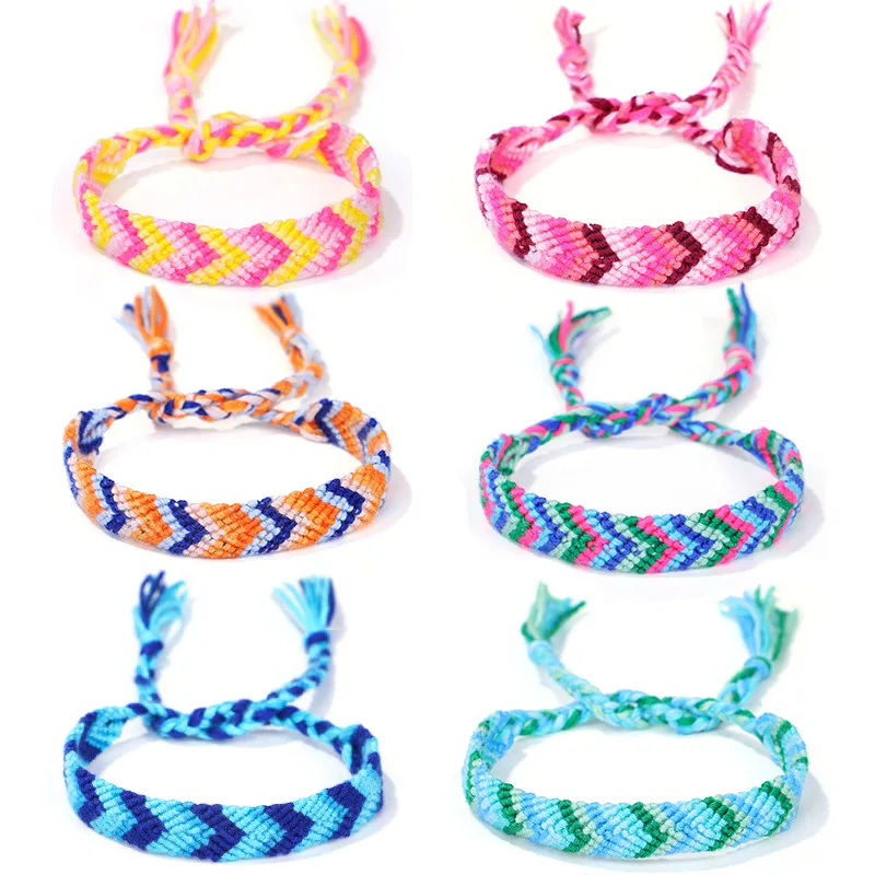 2020 Hot Selling Nepal String Bracelets Handmade Rainbow Colorful Rope Braided Thread Friendship Bracelets