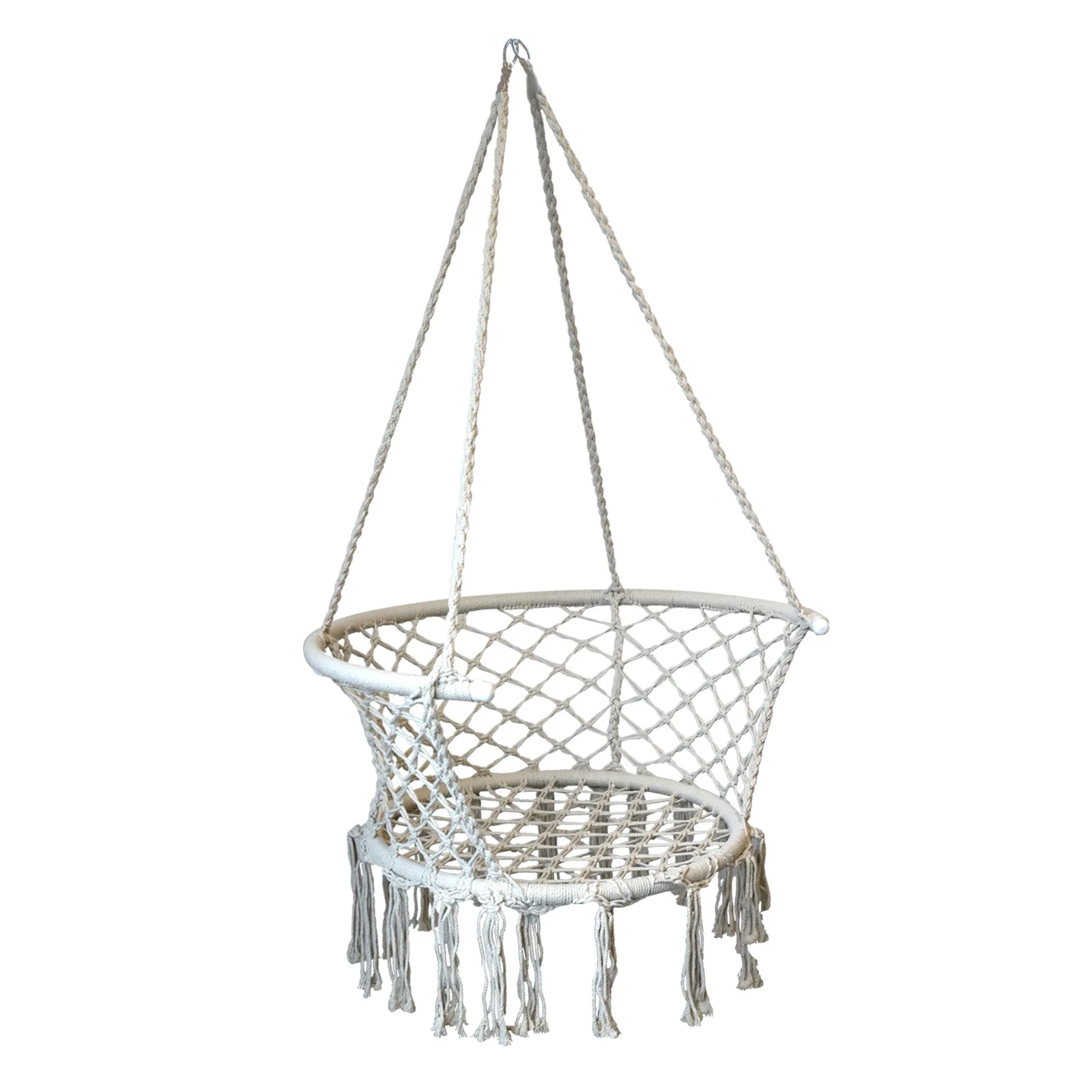 Stylish Rattan Hanging Patio Swing Chair Hammock Outdoor Hanging Swing for Adults Cotton Netted Rope Large Swing Chair