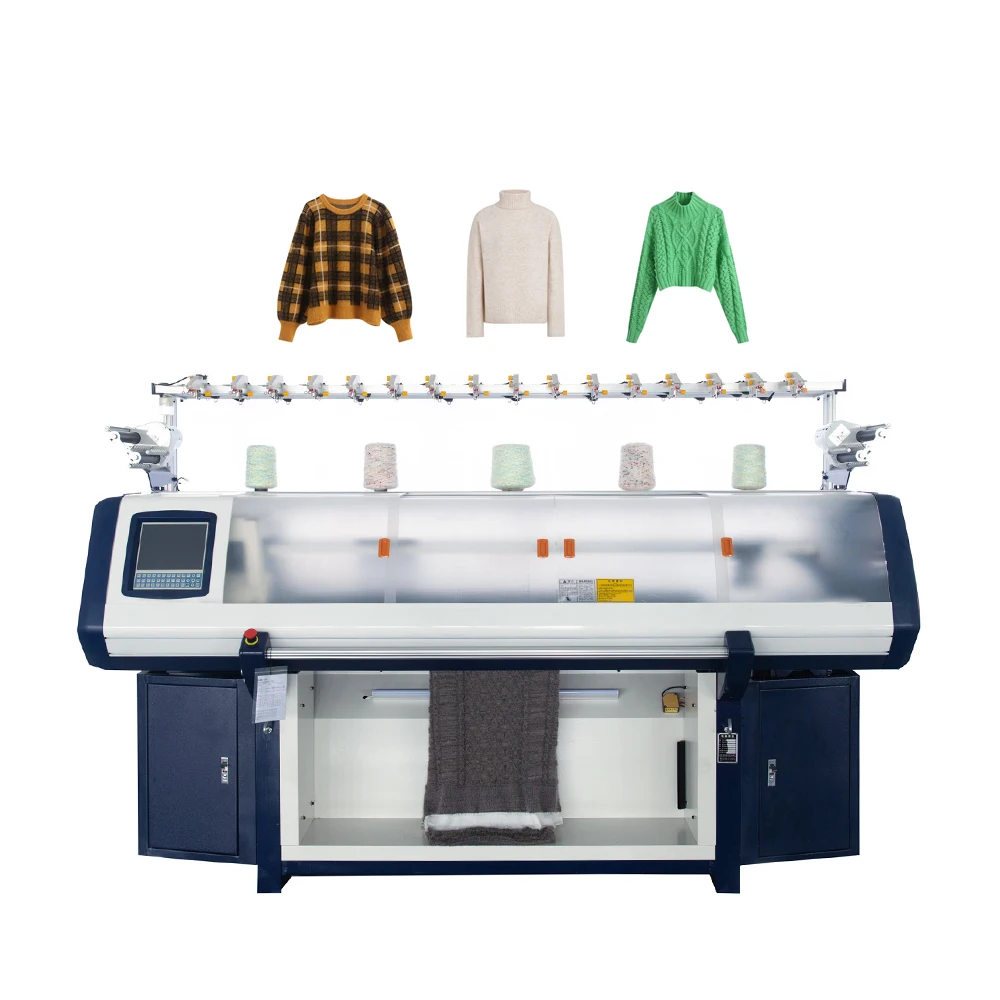 Tricot warp wholegarment cotton fabric computerized flat knitting textil intarsia machine for t shirts flat knit rib machine