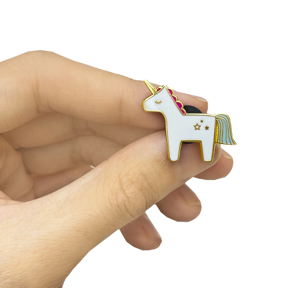 Custom wholesale metal logo cute kawaii cartoon badge custom unicorn enamel lapel pin