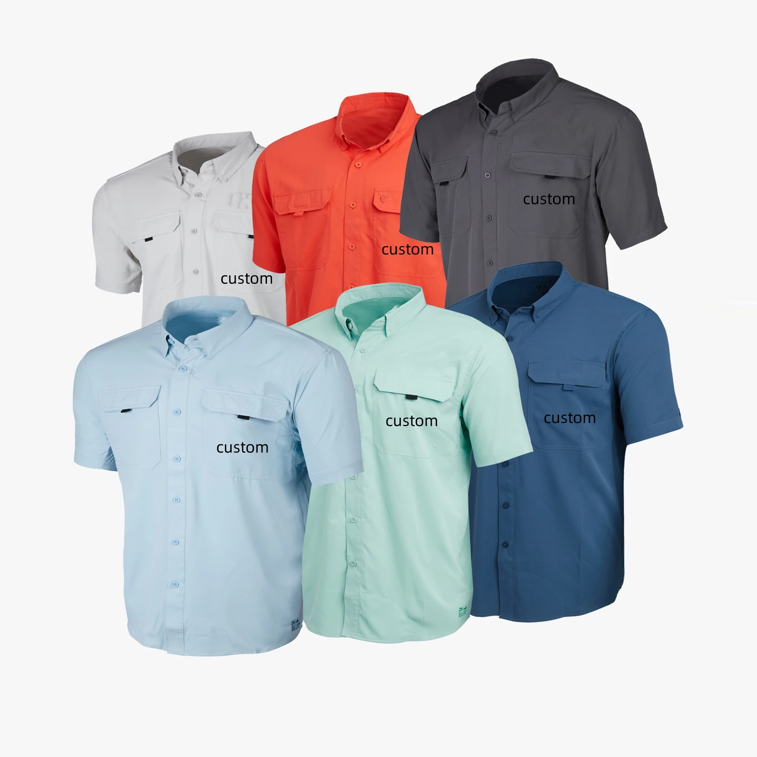 Customized professional waterproof private label button up short sleeve wear anti uv plus size jersey fishing shirts