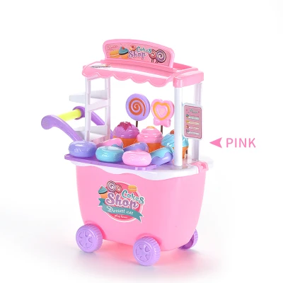 Kids play house Cake Candy donuts cart toy Pretend Play Food Dessert shop Set Toy for trolley kitchen