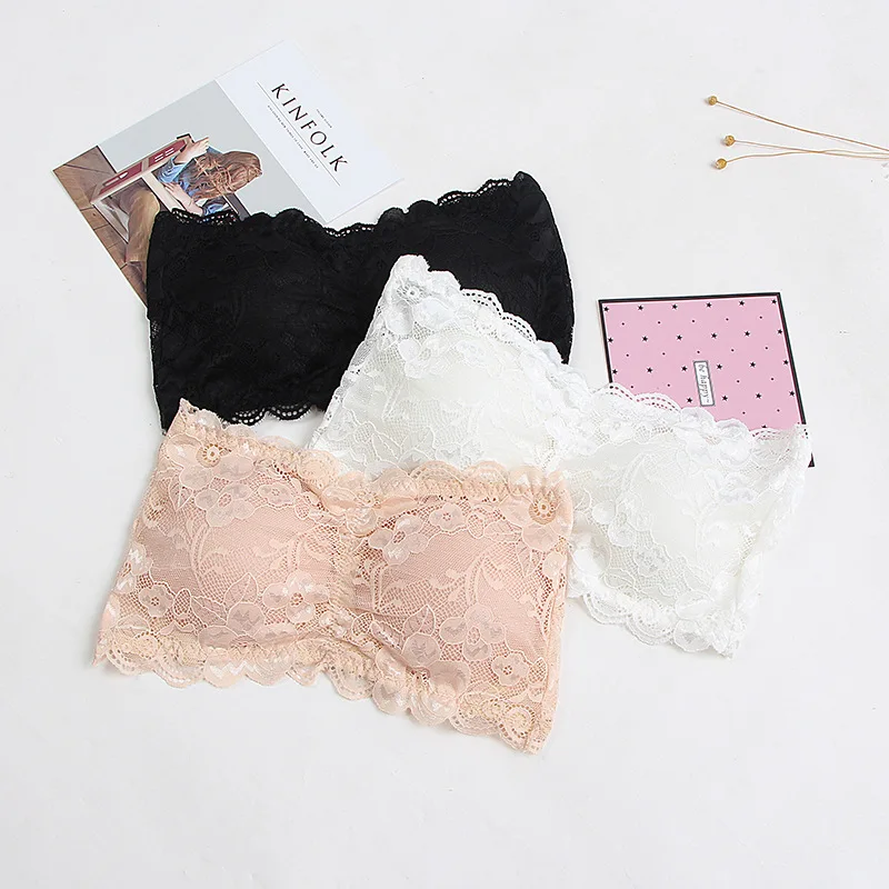 Lace Bra Crochet Bralette Lace Tube Bandeau Bra in Stock Sexy Cheap Price Strapless Girl Floral Wholesale Seamless for Women