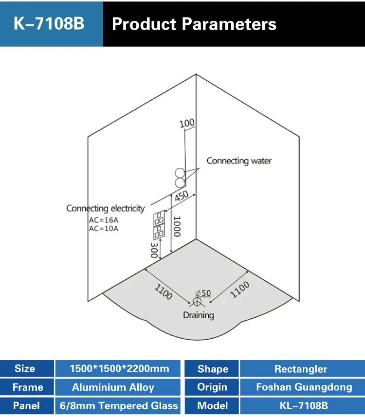 Factory Supply Acrylic steam room K7108B Customization For 2 persons Cheap massage whirlpool corner spa bathtub