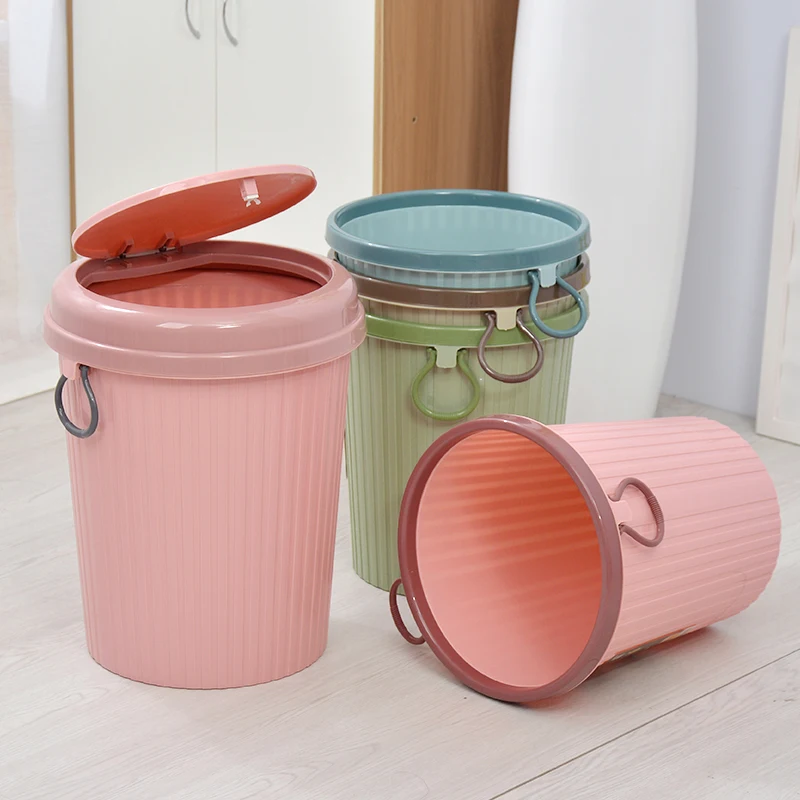 
Household Colorful Hand Press Flip Dustbin Trash Bins Garbage for Sale 