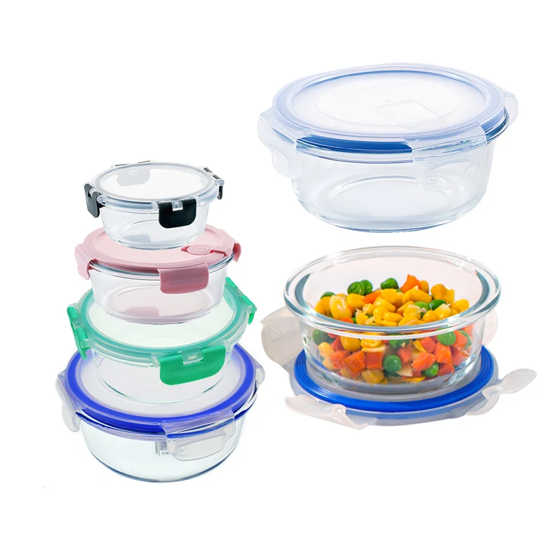 New Design Easy Close High Borosilicate Glass Containers for Food Storage Set Meal Prep