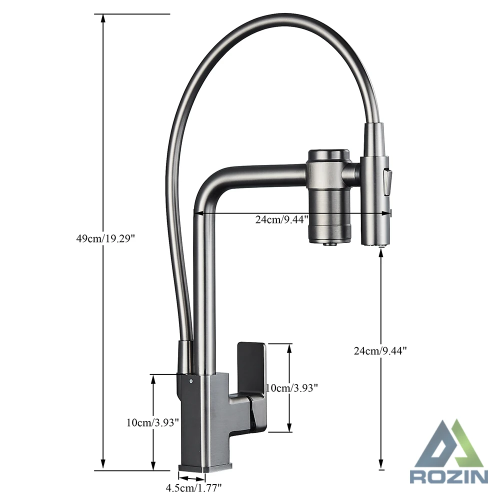 Gun Grey Filter Water Kitchen Faucet Black Pull Down 2 in 1 Sprayer Brass Drinking Tap 360 Swivel Purification Mixer Taps