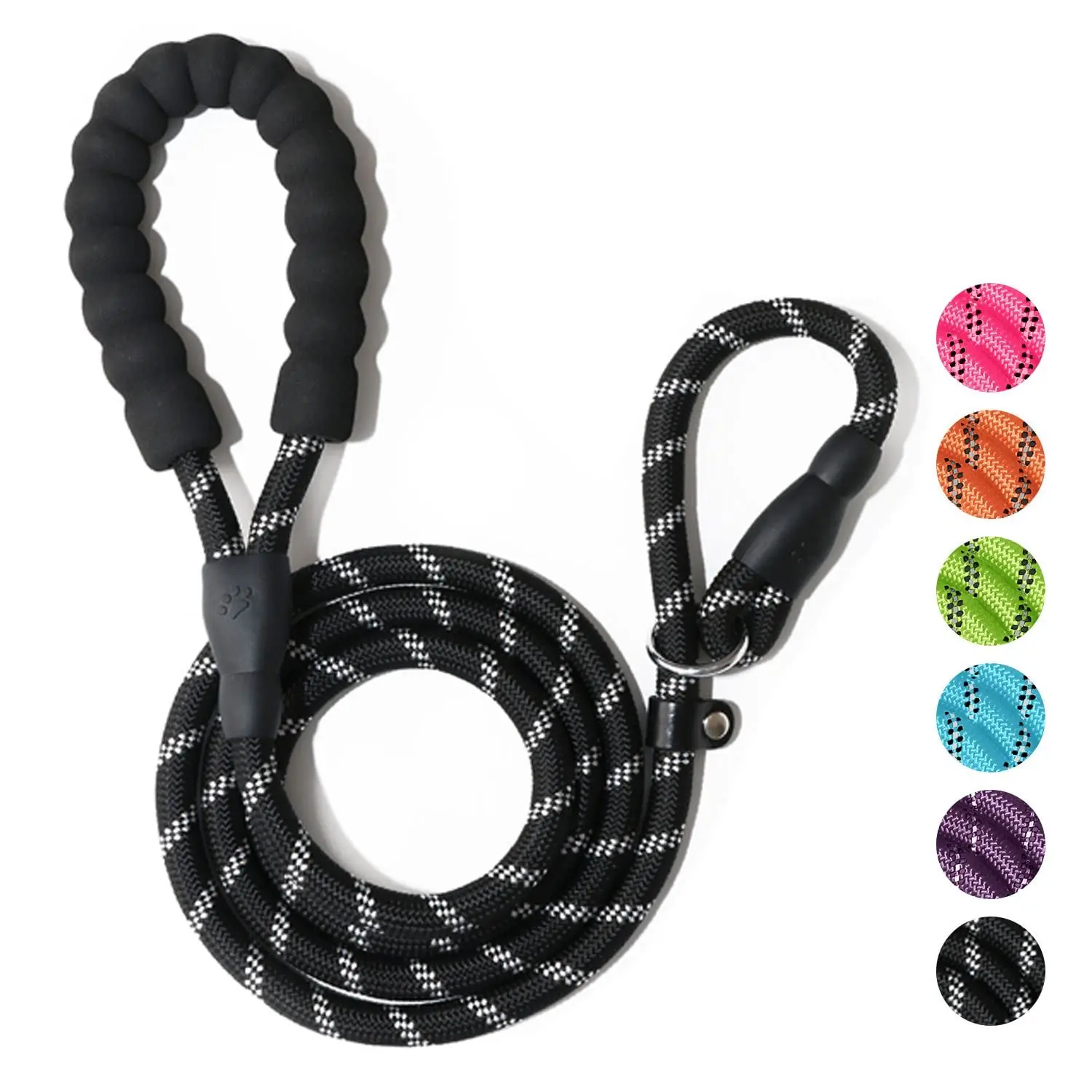 Wholesale customized adjustable choke training P dog running rope polyester nylon leash with collar