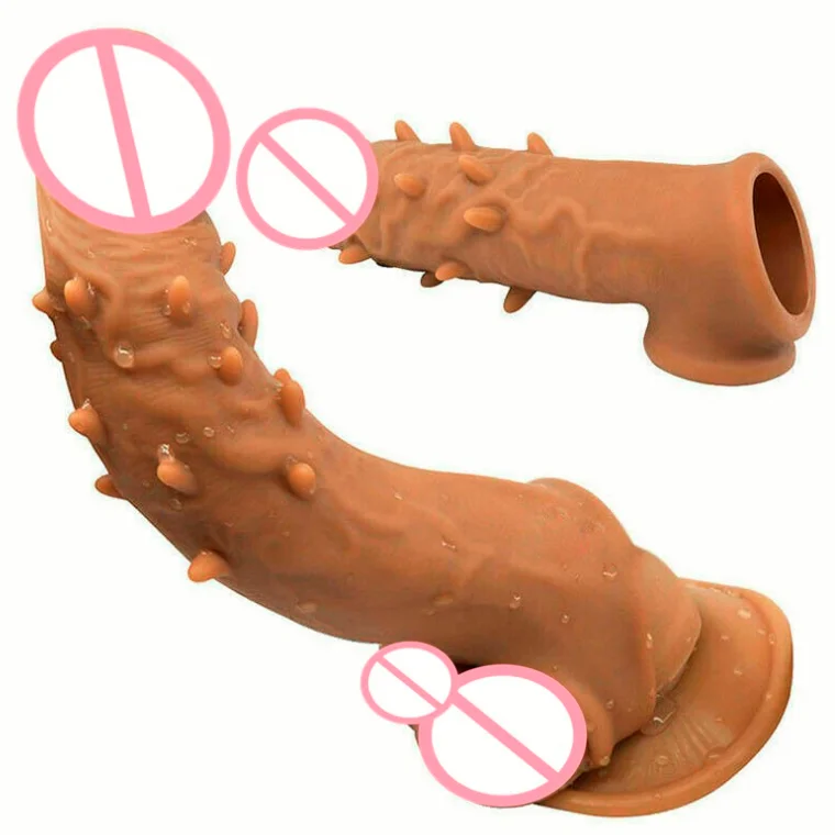 Best Selling Reusable Condoms Spike Dotted Stimulate vagina Silicon Dildo Extender Sexy Penis exotic Condom for men
