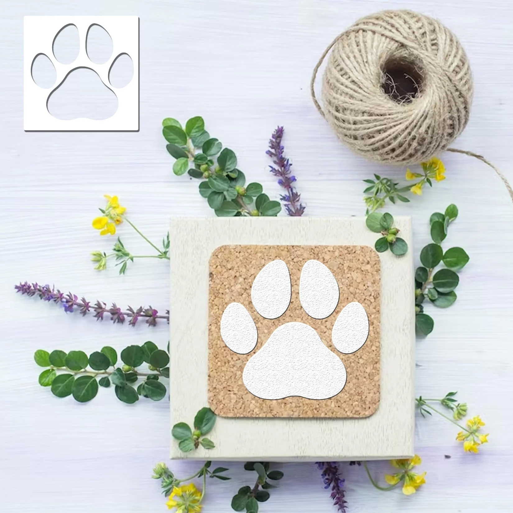 9pcs Dog Paw Stencils, Small and Large Bear Heart Paw Stencil for Painting on Wood Wall Furniture Home Decor