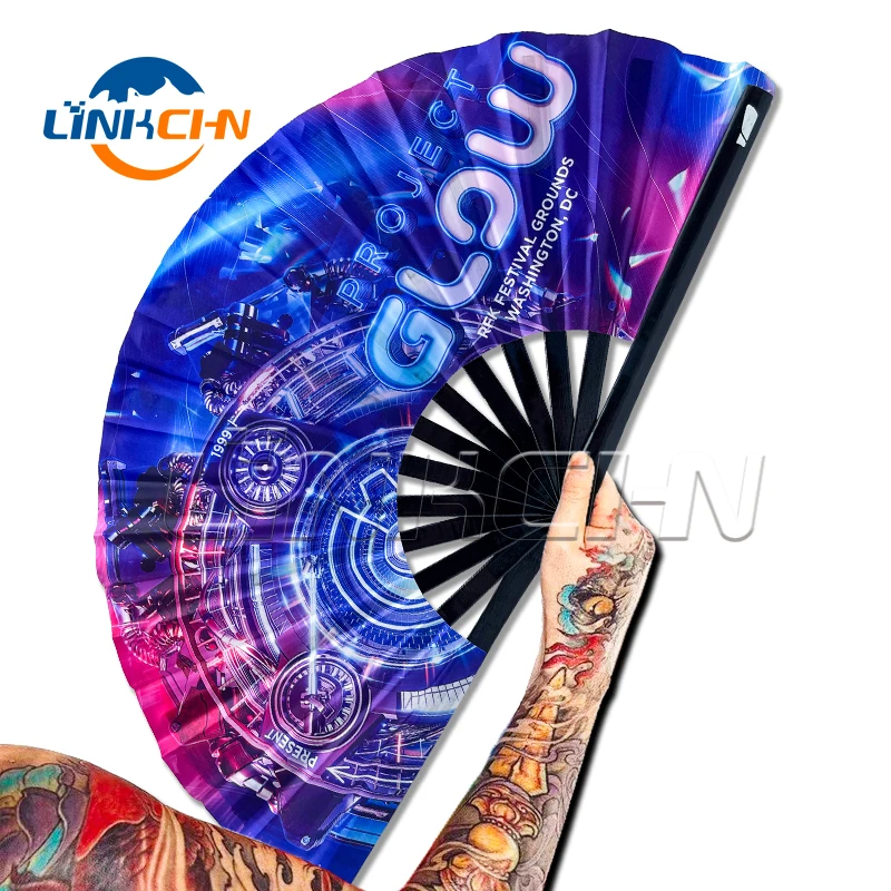 Customized big hand held folding fans for wholesale