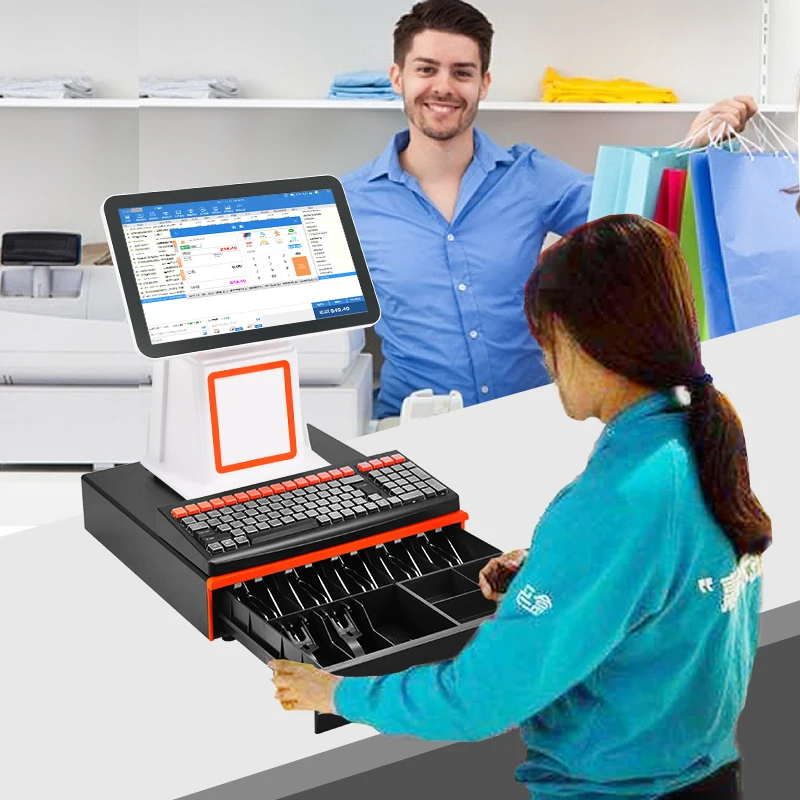 JSJ1200 Windows Android All In One Single Screen Touch Cash Register Billing Terminal Machine Point Of Sale Pos Systems