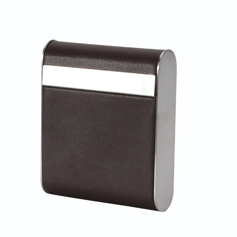 Wholesale Fashion Cowhide 20pcs Whole Package Metal Cigarette Case Smoking Accessories Custom Leather Cigarette Case