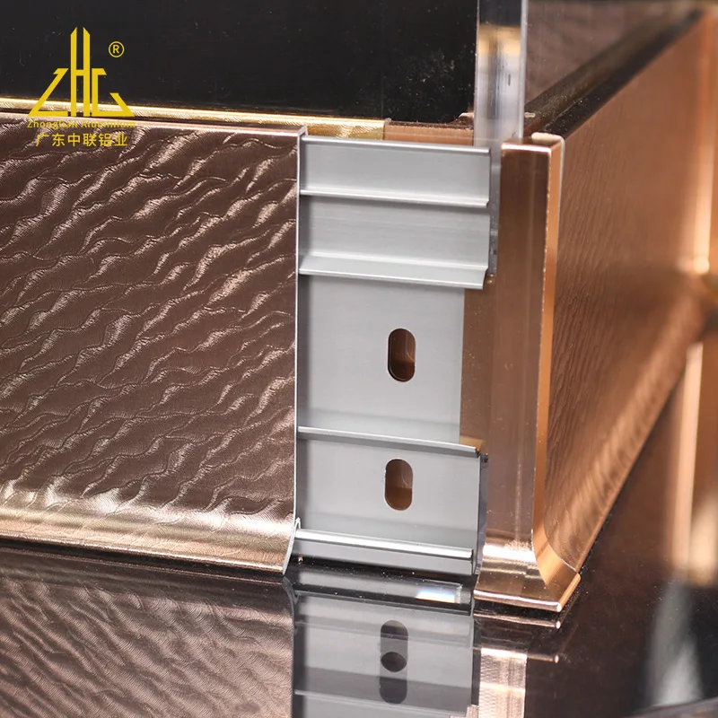 ZHONGLIAN Modern Black Color Series Aluminum Kitchen Skirting Baseboard Skirting Board for Villa