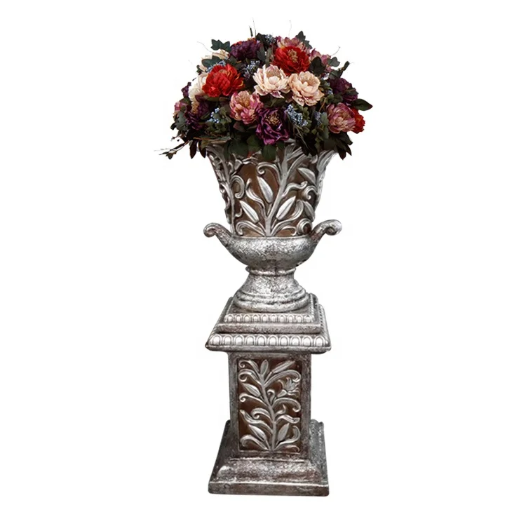 Classic Roman Inspired Pedestal Column Flower Plant Stand Pot European Style Vase