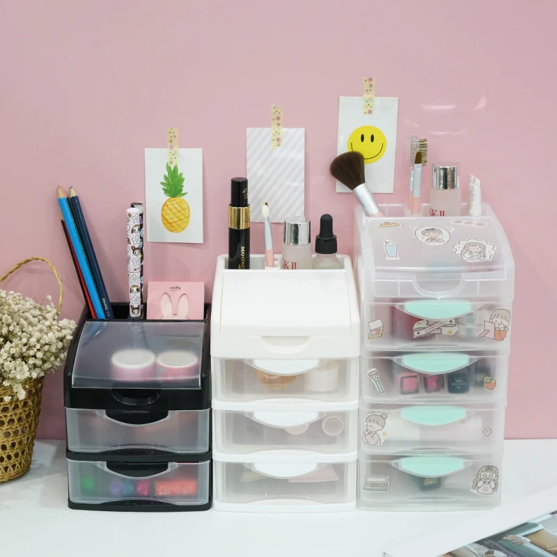 China factory Eco-friendly 4 Tiers Office Storage Modern Stackable Multifunctional desktop plastic drawers cabinet box