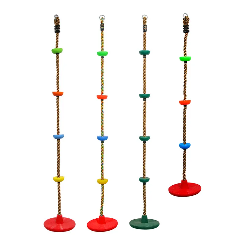 Bilink Kids Plastic Swing with Climbing Rope Platforms Tree Swings Hanging Strap Colorful Disc Swing