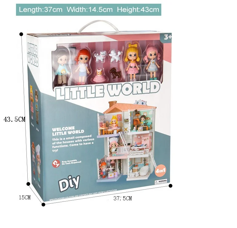 Amazon new products doll house Toy Kids Furniture Happy Family Giant DIY Children Doll House