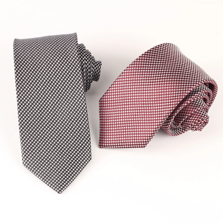 100% Silk Handmade Houndstooth Design Necktie Custom Pattern Woven Fashion Ties for Men