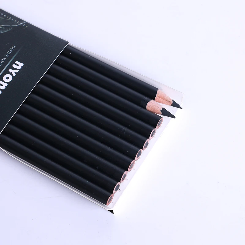 NYONI  Wood Drawing Charcoal Sketch Pencils Set for Sketch Hard Medium Soft Mixture Natural 10pcs Office & School Pencil
