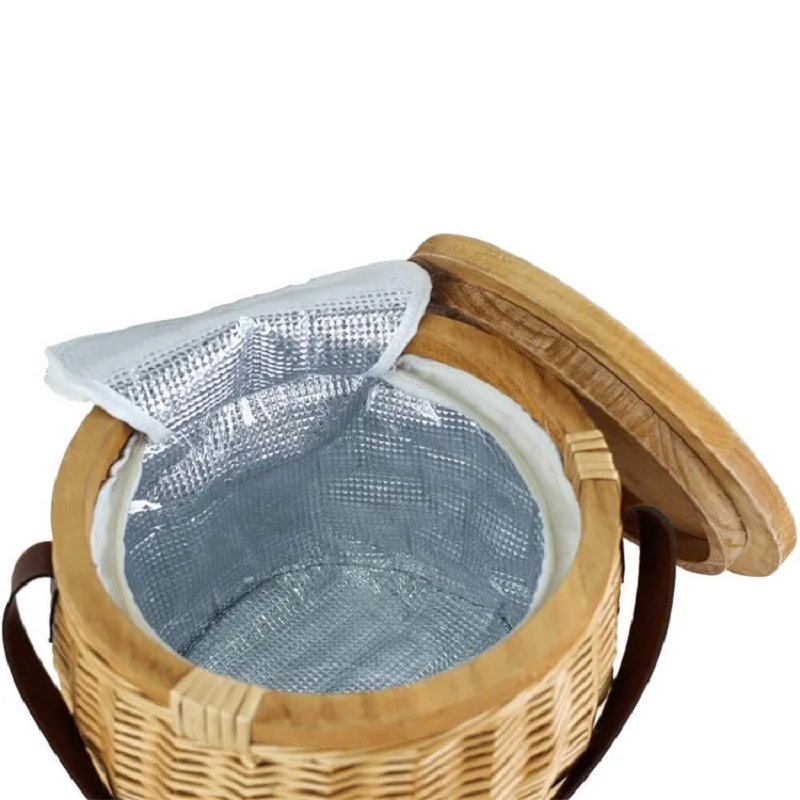 Hot sale round wicker picnic basket  large round  storage picnic basket with lid and handles