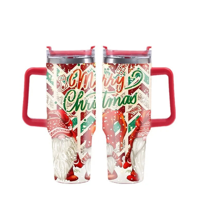 New Christmas Halloween gift 40oz handle cup car large capacity straw ice bully cup warm beer coffee cup