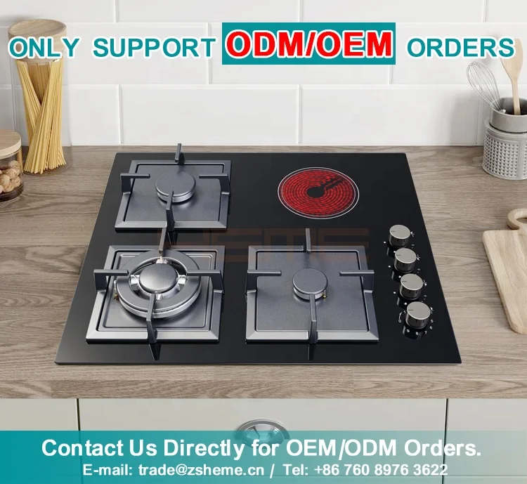 Professional Manufacturer New Design Home Kitchen 4 Fast Heating Zones Gas-Ceramic Combined Stove