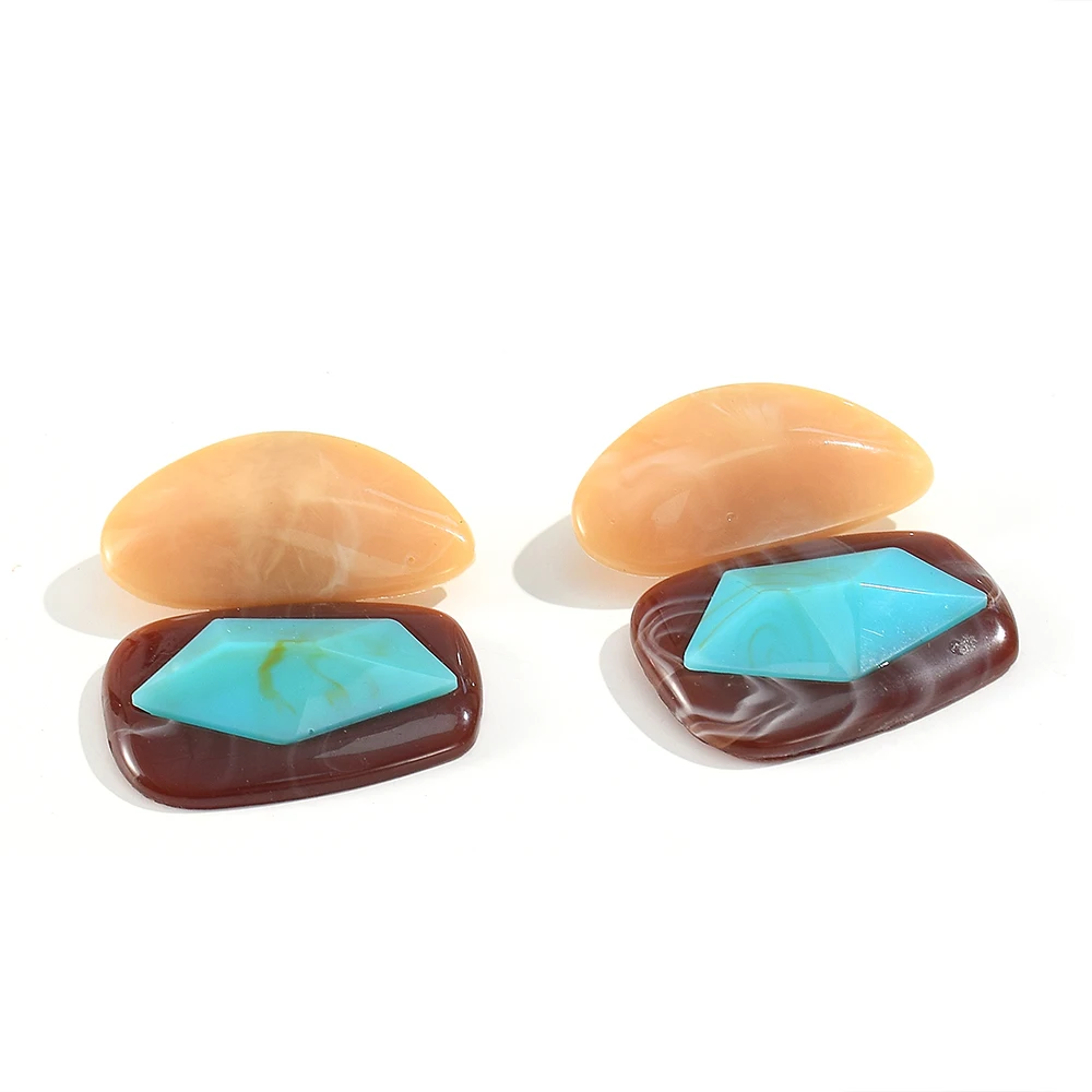 Vintage Geometric Resin Stone Earrings for Women Statement Acrylic Multicolor Irregular Drop Earrings Jewelry