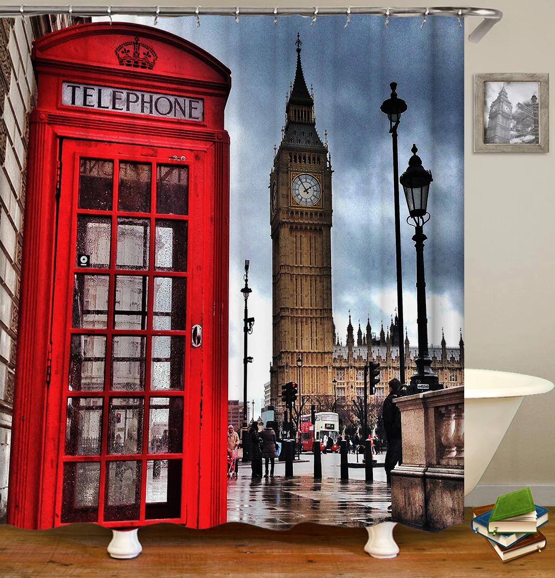 Drop shipping, shower curtain of famous city buildings, modern waterproof suit can be customized/