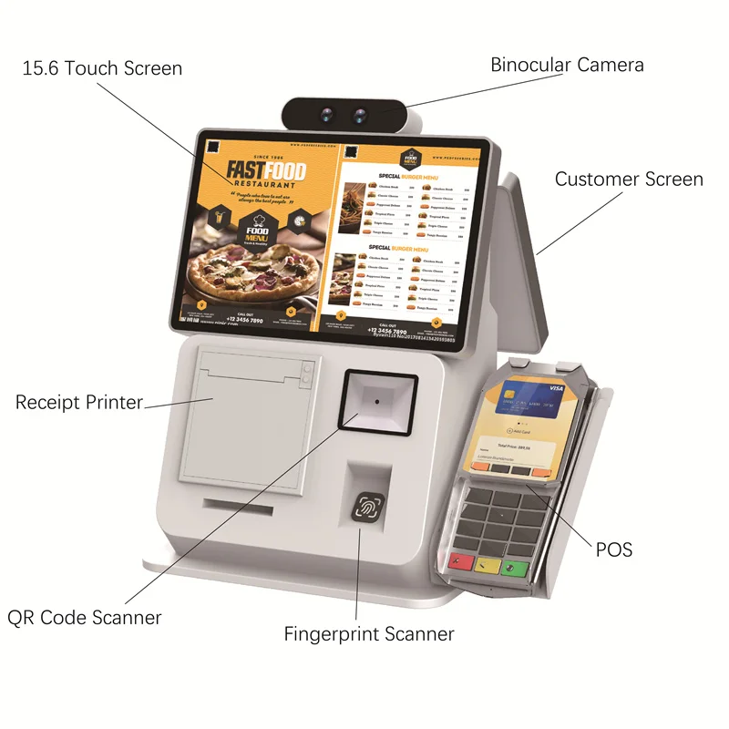 10.1' Touch Dual Screen Windows/Android Cash Register with Printer And Camera Supermarket All In One Cash Register POS system