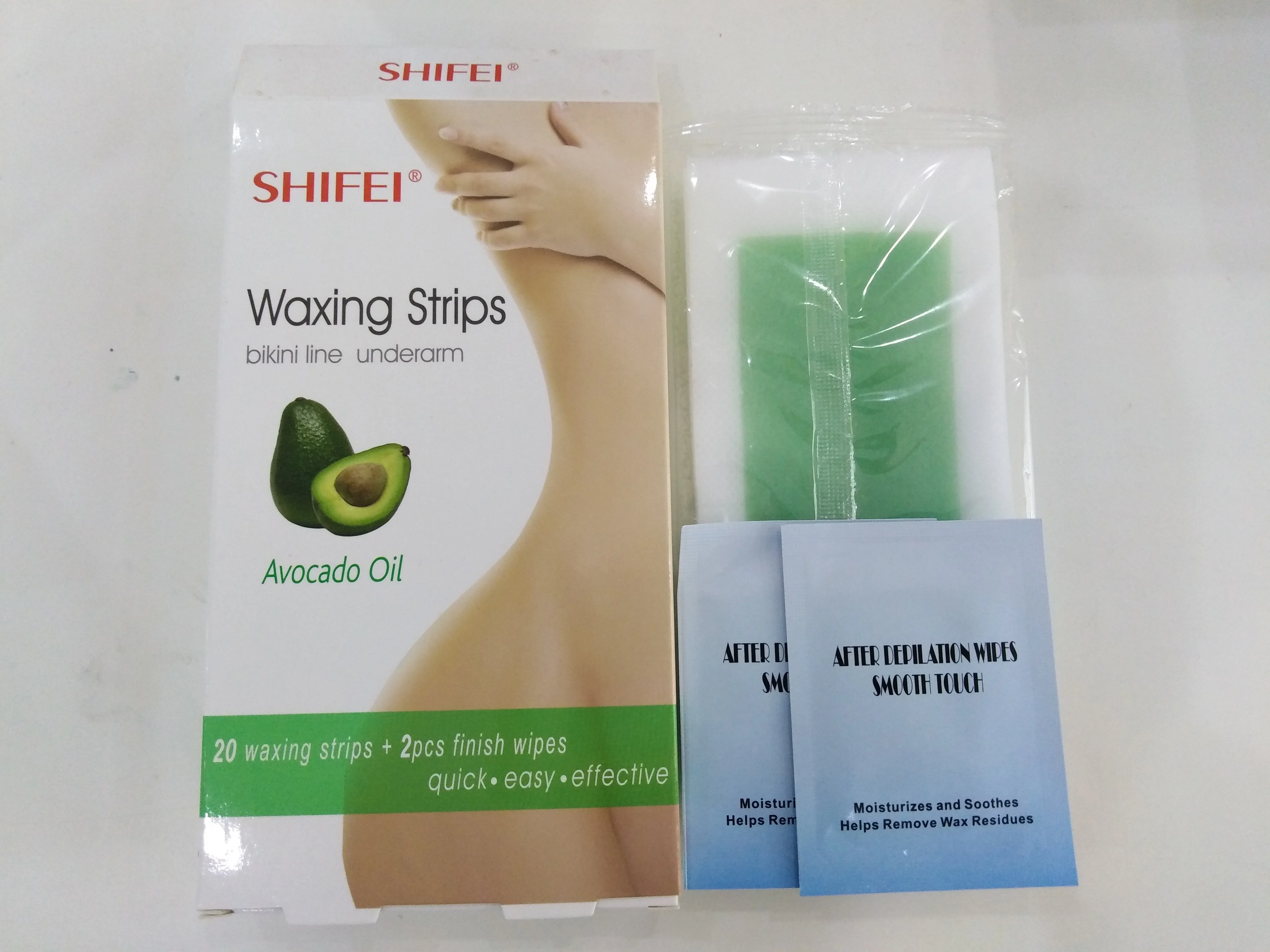 2021 г., Shifei, оптовая продажа, 20 шт./2 салфетки, восковые полоски для депиляции, удаления волос, линии бикини и подмышек, восковые бумажные полоски
