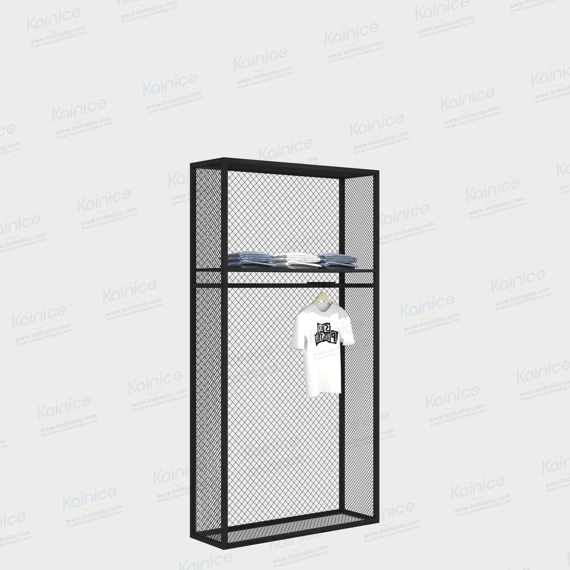 Kainice Business Shelving Design Retail Racks One-stop Cloth Metal Display Black Metal Gondolas For Store