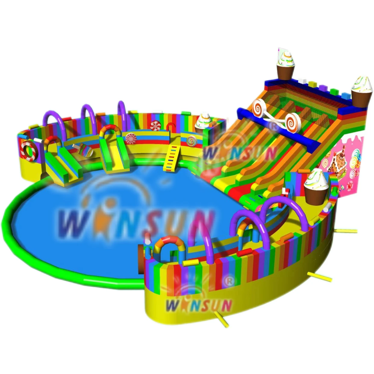 Inflatable water Commercial Giant obstacle PVC kid outdoor recreation equipment theme water park with pool for land