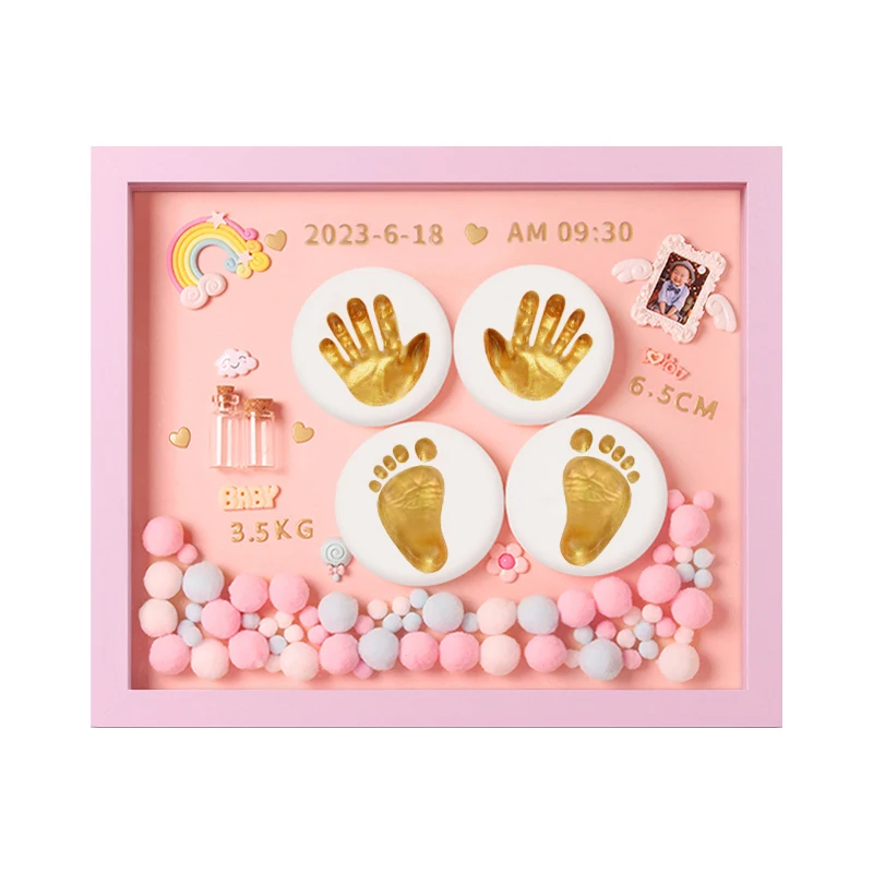 2023newborn baby hand and foot print photo frame baby souvenir ink pad photo frame