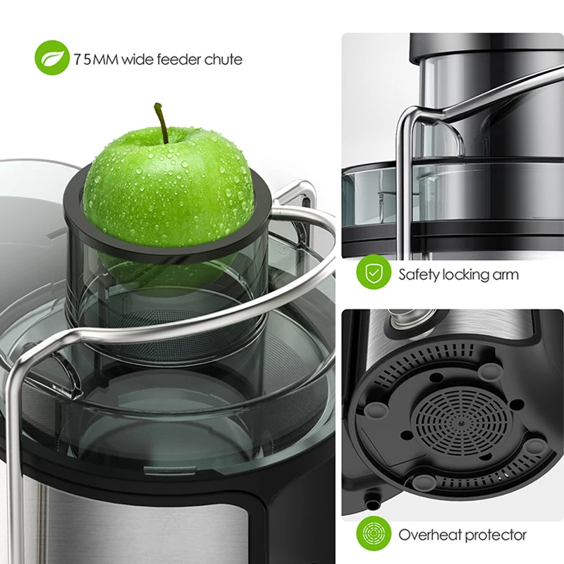  400W juicers powerful Big feeding Mouth Commercial juicer extractor machine cold press Slow
