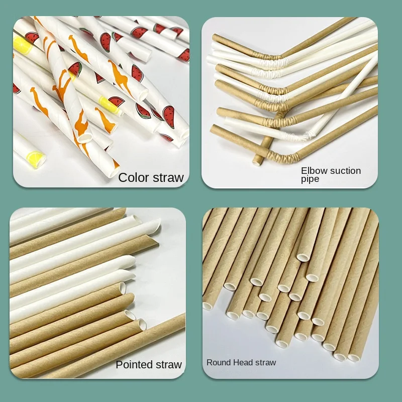 Eco friendly disposable kraft paper straw biodegradable bubble tea paper straw Individually wrapped paper drinking straw