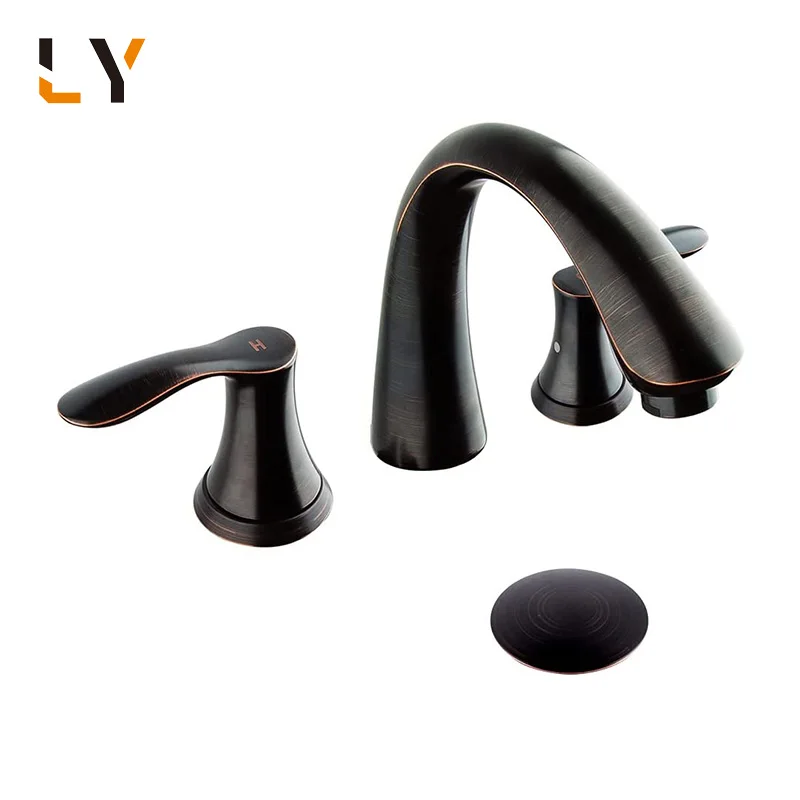 Designer Black Matte Bathroom Brass 3 Hole Faucet Waterfall Basin Mixer Tap