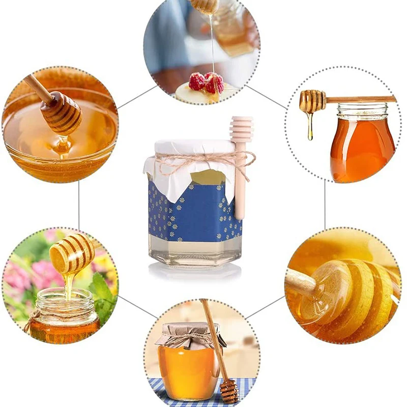 8cm 10cm 15cm Mini Wooden Honey Dipper Sticks,Stirrer Stick for Honey Jar Dispense Drizzle Honey