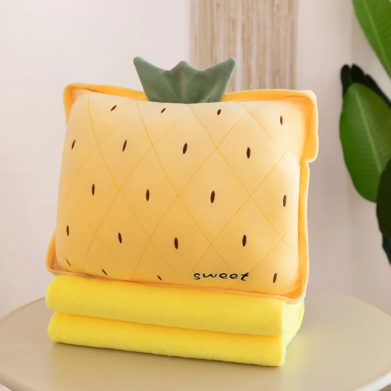 New style cartoon fruit pillow quilt office cushion blanket three in one