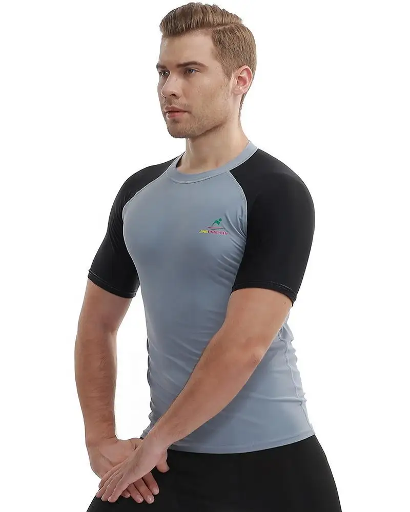 Quick Dry Short Sleeve Compression Rash Guard Sun Protection Polyester Spandex Fitness Short Sleeve Top Shirt Swimwear