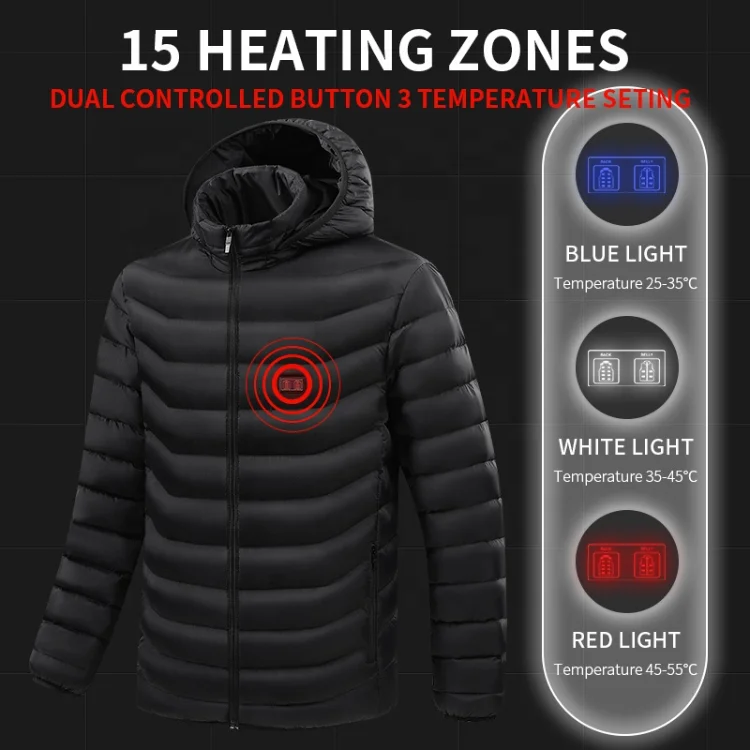 Custom Usb Reactive Temperature Controller Motorcycle Outwear Warming Heating Jacket Men For Winter