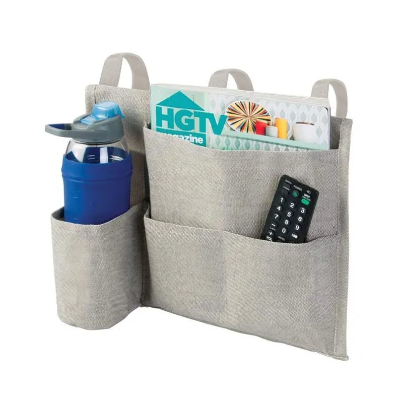Sofa Organizer Sofa Armrest Hanging Storage Bag for Magazine Remote Control with Water Bottle Holder, Suitable for Couch Bedside